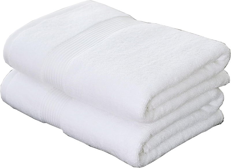 Siesta Zen Premium 100% Egyptian Cotton Bath Towels - Pack of 2, 70x140cm, Super Soft & Absorbent, 600 GSM, Quick Dry, Fade Resistant (White) - Image 2